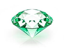 Emerald. Precious faceted stone emerald. Emerald on a white background. photo