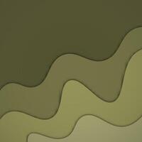 Olive Green Wavy Layered Abstract Background paper cut vector