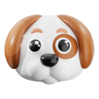 Dogs adorable 3D cartoon face is perfect for children's books, pet related designs, animations, and social media posts. Suitable for various projects png