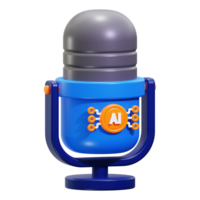 Ai voice recognition microphone for enhanced communication, in blue sleek design. Ideal for technology, communication, AI, and voice recognition concepts png