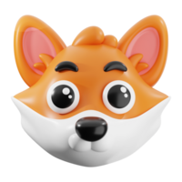 Fox animal 3d cartoon head ideal for playful designs, suitable for children's illustrations, animations, character designs, and fun branding projects png
