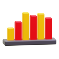 3D bar chart featuring red and yellow bars, ideal for data analysis, financial reports, business presentations, and visualizing statistics png