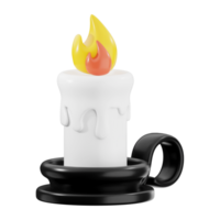 Candle for Halloween, a 3D rendering of a white candle with a yellow and red flame, perfect for spooky holiday designs png