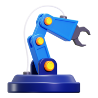 Robotic arm with blue claw ideal for tech concepts, automation, robotics projects, manufacturing industry designs, and futuristic themes png