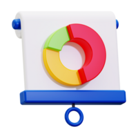 3D rendered presentation board with pie chart suitable for business reports, data analysis, financial presentations, infographics, and marketing materials png