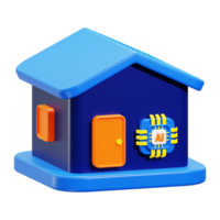 Ai smart home concept with blue house and yellow ai chip, ideal for technology blogs, web design, smart home advertisements png