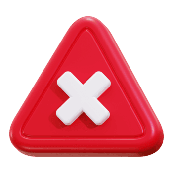 3D Cross sign on red triangular sign suitable for warning, danger, prohibition, do not enter concepts in design projects png