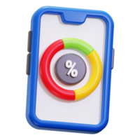 3D phone with colorful percentage pie chart suitable for business presentations, infographics, technology concepts, financial reports, and data analysis png