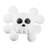 Skull and crossbones symbol in 3D, stark white design. Great for Halloween, pirate themed designs, warnings, and edgy graphic concepts png