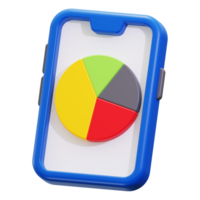 3D phone with colorful pie chart, ideal for business presentations, financial reports, data analysis, technology concepts, and digital communication themes png