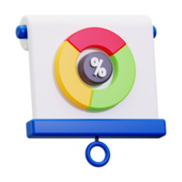 3D rendered pie chart percentage on a small presentation board, suitable for data visualization projects, business presentations, infographics, and reports png