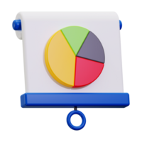 3D rendering of a pie chart on a presentation board suitable for business reports, data analysis, financial presentations, marketing materials png