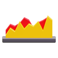 3D red and yellow line graph suitable for business presentations, financial reports, data analysis, marketing visuals, infographic designs png
