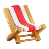 Beach chair 3D model perfect for summer scene. Great for beach themed designs, vacation ads, and realistic outdoor settings in 3D projects png