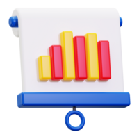 3D rendering of a presentation board with a bar chart, ideal for business reports, financial presentations, data analysis visuals png