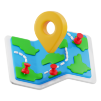 Map with 3D cartoon design location pin and push pins, perfect for travel websites, blogs, social media posts, and educational materials png