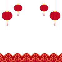 Chinese new year. Chinese new year banner for show product. Greeting card. China frame with lantern on red background. vector