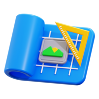 3d Blueprints with landscape photo and yellow triangle ruler, ideal for architecture projects, construction businesses, and engineering presentations png
