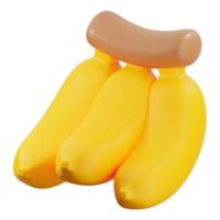 3d Banana fruit with brown tips, three ripe yellow beauties. Great for food blogs, health magazines, and grocery store websites png