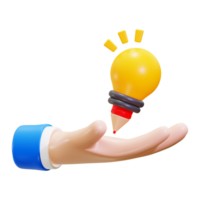 3d Creative Idea icon. Ideal for education, innovation, brainstorming, inspiration, and design projects. Bright ideas symbolized png