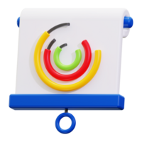 3D rendering of colorful circular graph on flip chart. Perfect for presentations, reports, business websites, infographics, and educational materials png