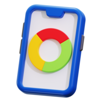 3D phone with colorful pie chart suitable for business presentations, financial reports, data analysis, technology concepts, and communication concepts png