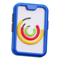 3d telefone exibindo colorida circular gráfico, ideal para tecnologia, dados análise, negócios, Estatisticas, comunicação, Móvel aplicativo, e infográfico Projeto projetos png