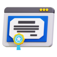 3d e certificate icon. perfect for celebrating achievements or recognizing success in business or education presentations. Great for certificates or awards png