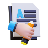 3d content writing icon. suitable for educational or business concepts. Write notes, sign documents, or study with this image png