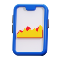3D phone with red and yellow graph. Ideal for business presentations, financial reports, technology concepts, and data analysis content png
