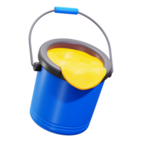 3d Paint Bucket icon. suitable for DIY, construction, renovation, home improvement, paint projects, art supplies, spills concept png