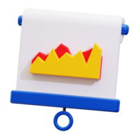 3D rendering of a flip chart with a graph. Ideal for presentations, business reports, data analysis, and educational materials on statistics png