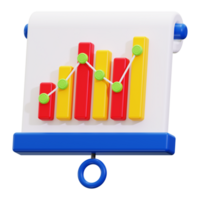 3D rendering of a colorful bar graph on a flip chart, perfect for presentations, reports, business concepts, data analysis visuals png