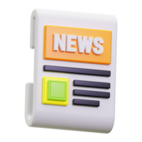 3d Newspaper icon. news report object for media, journalism, communication, press, and news related concepts in design projects, presentations, or websites png