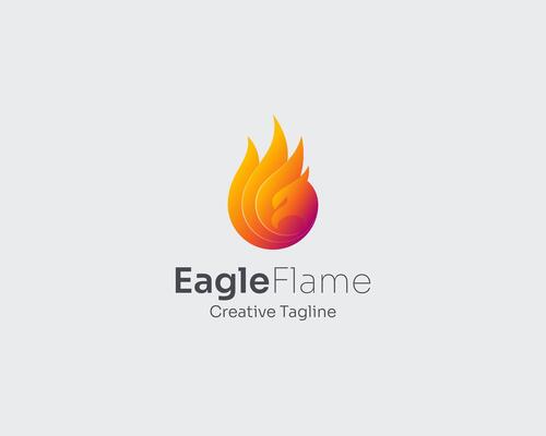 Colorful flame eagle logo gradient