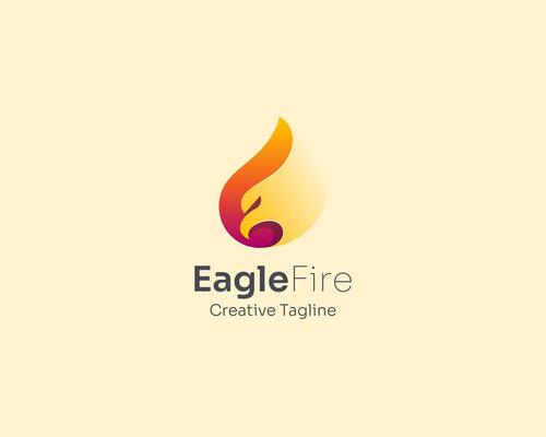Abstract fire eagle logo gradient