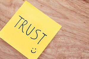 Emotional trust building event office space visual note workplace close-up positive connections photo