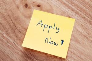 Call to action apply now for opportunities business environment note context bright viewpoint photo