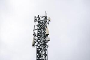 Overcast sky aerial view telecommunication tower enhancements in urban infrastructure and connectivity photo