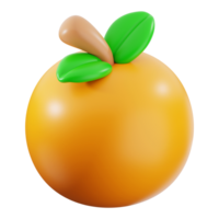 Orange fruit 3d rendering with vibrant leaves ideal for food and beverage designs, summer promotions, health and wellness content png