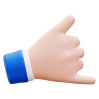 3d Shaka hand gesture cartoon perfect for communication concepts, advertising campaigns, social media posts, and website graphics needing a fun element png