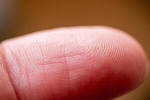 Close-up fingerprint analysis forensic laboratory macro scientific environment detailed view photo