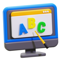 Online teaching abc visualized in a 3d computer rendering, suitable for education websites, online courses, and technology presentations png