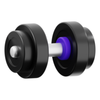 3d Dumbbell with a sleek black weight and vibrant purple grip, perfect for fitness and workout themed designs and projects. Perfect for gym posters and exercise infographics png