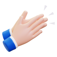 3d Clapping hand gesture in vibrant blue sleeve, perfect for celebratory designs, expressions of joy, positive concepts, and communication themes png