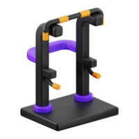 Pull up bar dip station 3d model, great for fitness enthusiasts, gym websites or workout programs, showcasing exercise equipment effectively png