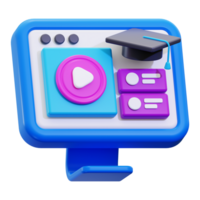 3d E Learning icon. Ideal for e learning, online courses, educational websites, graduation related content png