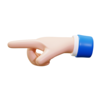 Directional 3D cartoon hand pointing right, suitable for presentations, websites, and social media posts needing a visual guide or emphasis png