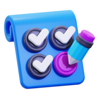 3d Checklist icon. Suitable for organizing tasks, project management, productivity concepts, and goal setting visuals png