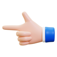 3d Hand pointing left in a blue sleeve, ideal for indicating directions, guiding users through designs, emphasizing leftward movement in visuals png